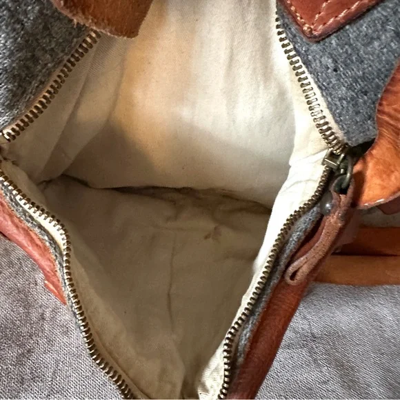 CAMPOMAGGI Wool & Leather Military Satchel Multi Pocket Briefcase Made in Italy - Picture 7 of 12